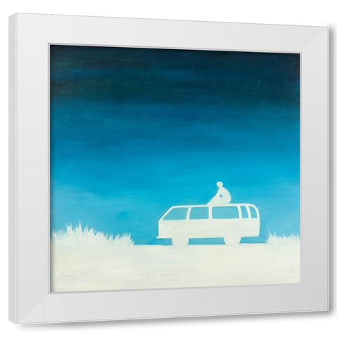 RELAX CAMPING CAR White Modern Wood Framed Art Print by Atelier B Art Studio