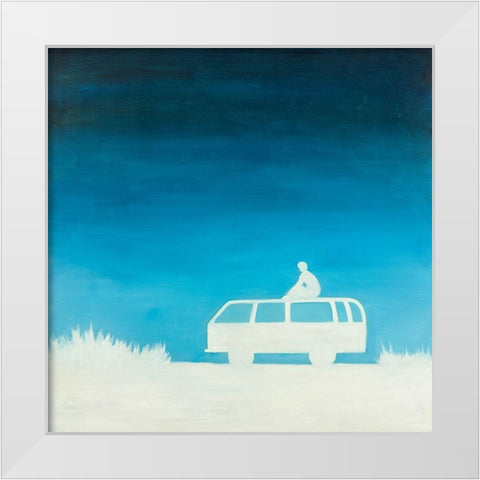 RELAX CAMPING CAR White Modern Wood Framed Art Print by Atelier B Art Studio