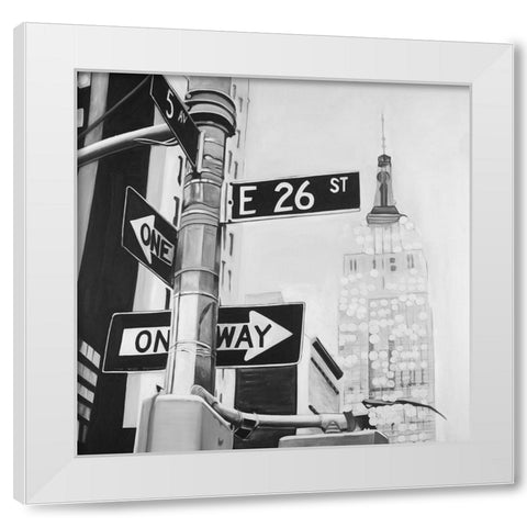 New York City Street Signs White Modern Wood Framed Art Print by Atelier B Art Studio