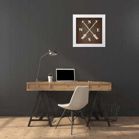 CARDINAL POINTS White Modern Wood Framed Art Print by Atelier B Art Studio