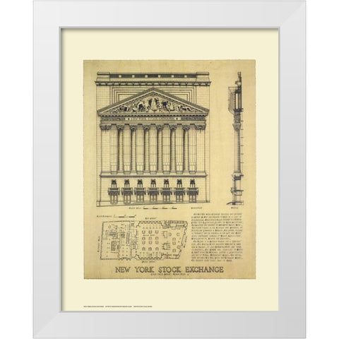 New York Stock Exchange White Modern Wood Framed Art Print by Vilar, Roger