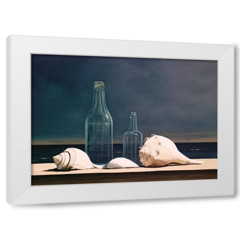 Seaglass and Shells White Modern Wood Framed Art Print by Pollera, Daniel