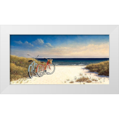 Hampton Bikes White Modern Wood Framed Art Print by Pollera, Daniel