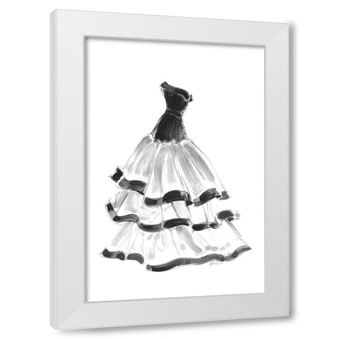Evening Gown with Ruffles White Modern Wood Framed Art Print by Amico, Tina
