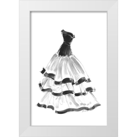 Evening Gown with Ruffles White Modern Wood Framed Art Print by Amico, Tina