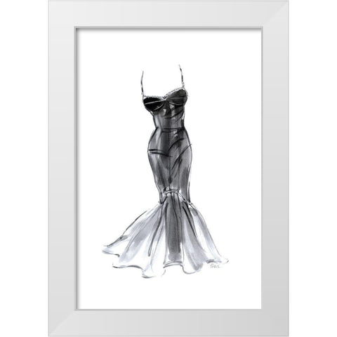 Black Dress With Flair White Modern Wood Framed Art Print by Amico, Tina