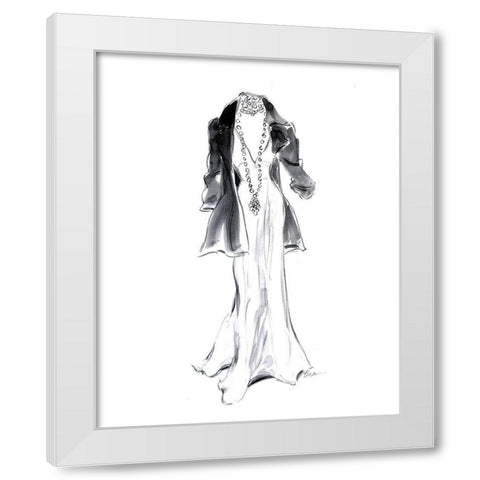 Black Jacket with Necklace White Modern Wood Framed Art Print by Amico, Tina