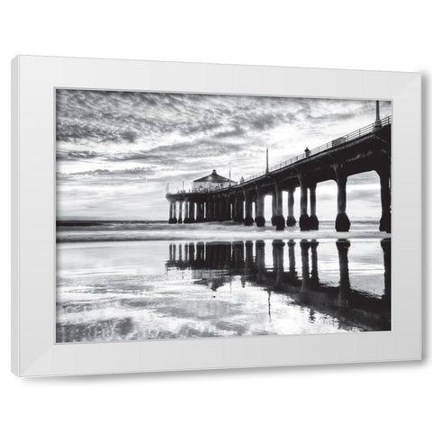 Manhattan Beach Pier, California White Modern Wood Framed Art Print by Anonymous