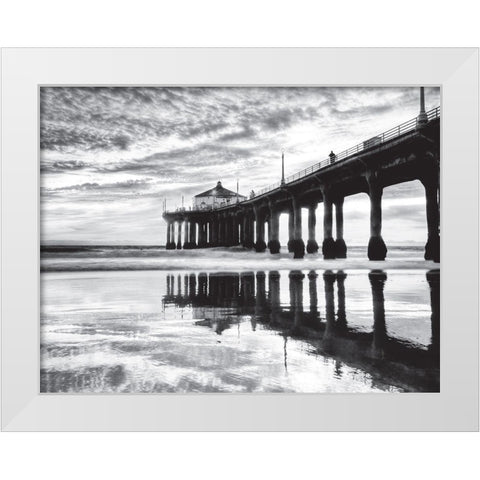 Manhattan Beach Pier, California White Modern Wood Framed Art Print by Anonymous