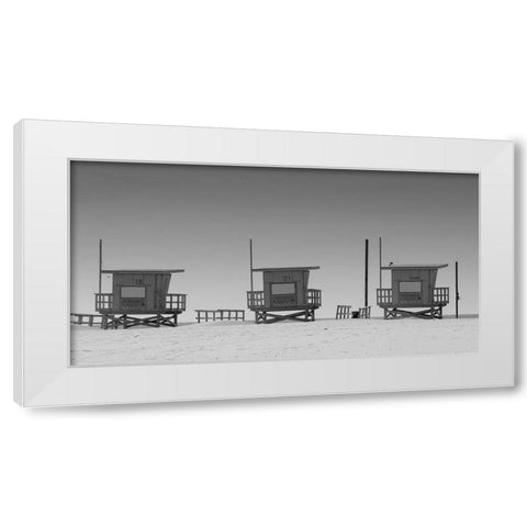 Lifeguard Shacks, Venice Beach White Modern Wood Framed Art Print by Anonymous