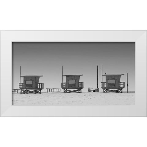 Lifeguard Shacks, Venice Beach White Modern Wood Framed Art Print by Anonymous