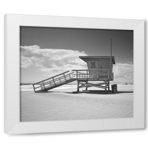 Santa Monica Beach in Color White Modern Wood Framed Art Print by Anonymous