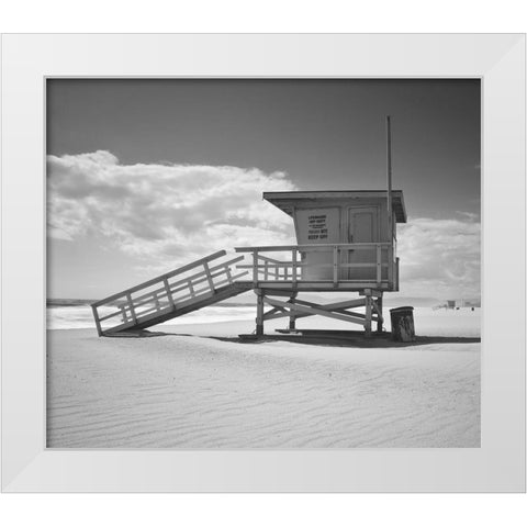 Santa Monica Beach in Color White Modern Wood Framed Art Print by Anonymous