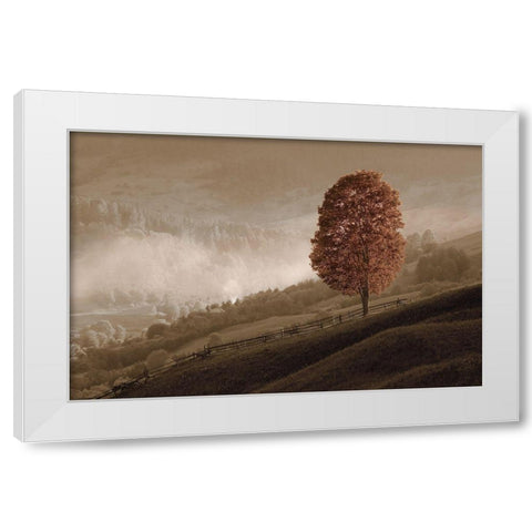 Lovely Mountain Tree White Modern Wood Framed Art Print by Kotenko, O.