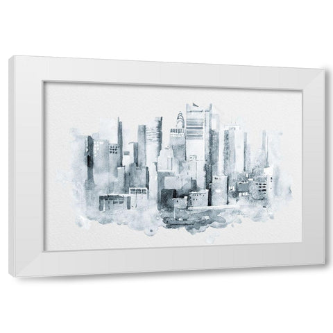 Manhattan Aquarell White Modern Wood Framed Art Print by Anonymous