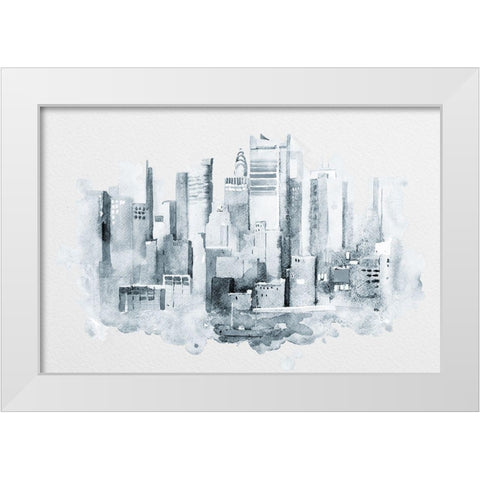 Manhattan Aquarell White Modern Wood Framed Art Print by Anonymous