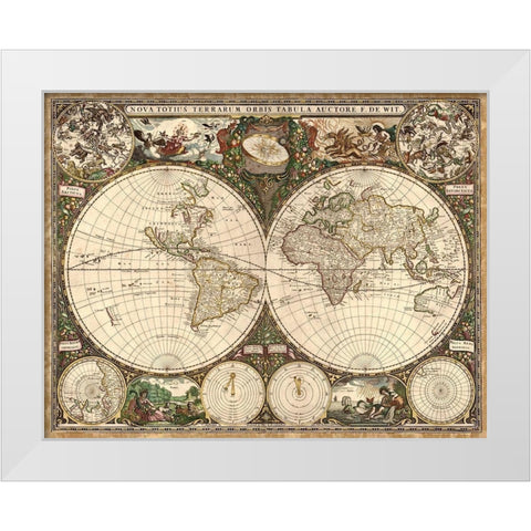 Nova Totius Terrarium Orbis, 1660 White Modern Wood Framed Art Print by Wit, Frederick de