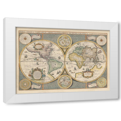 Nova Totius Terrarium, 1642 White Modern Wood Framed Art Print by Hondius, Jodocus