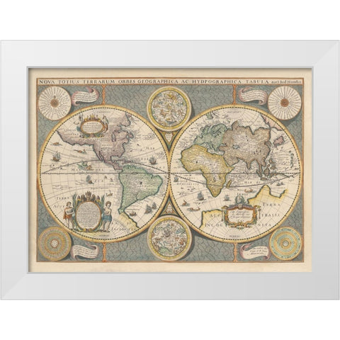 Nova Totius Terrarium, 1642 White Modern Wood Framed Art Print by Hondius, Jodocus