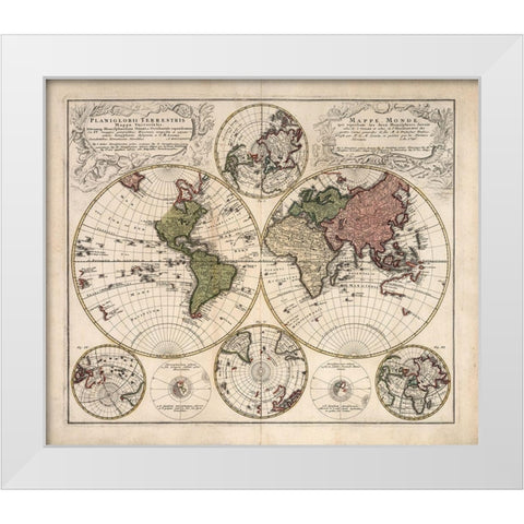 Mappa Universalis White Modern Wood Framed Art Print by Lowitz, G.M.