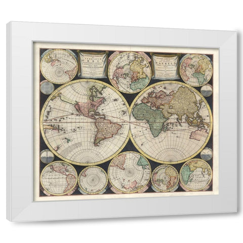 World Map 1594 White Modern Wood Framed Art Print by Allard, Carel