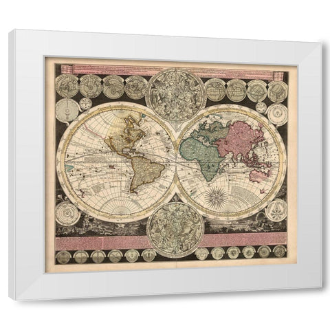 Planisphaerium White Modern Wood Framed Art Print by Visscher, Nicholas