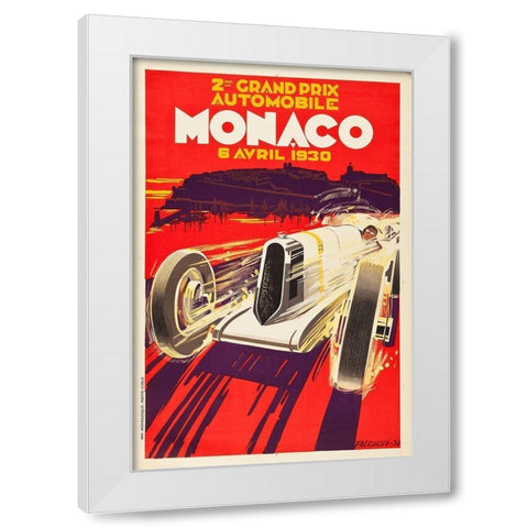 Monaco 1930 White Modern Wood Framed Art Print by Falcuccci, Robert