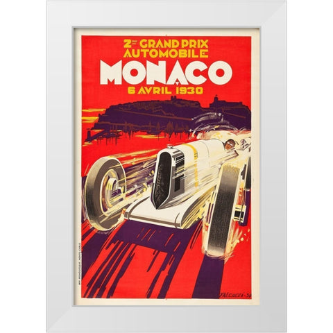 Monaco 1930 White Modern Wood Framed Art Print by Falcuccci, Robert