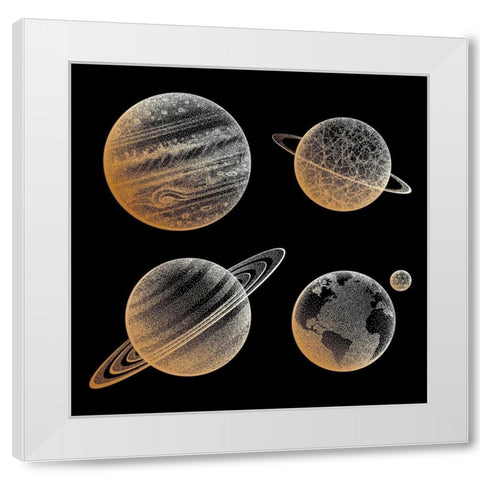 Celestial Bodies White Modern Wood Framed Art Print by Sushchina, M.
