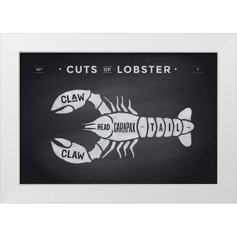 Cuts of Lobster White Modern Wood Framed Art Print by Foxys Graphics