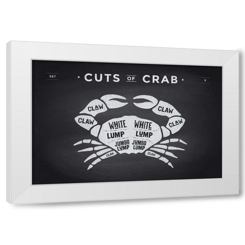 Cuts of Crab White Modern Wood Framed Art Print by Foxys Graphics