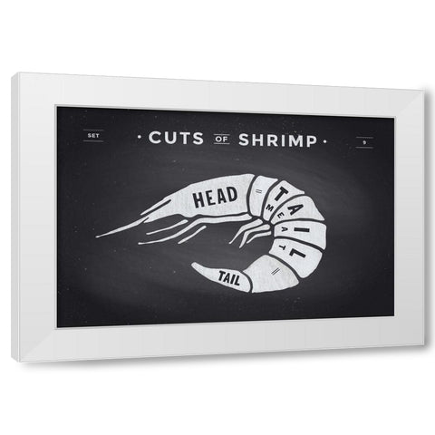 Cuts of Shrimp White Modern Wood Framed Art Print by Foxys Graphics