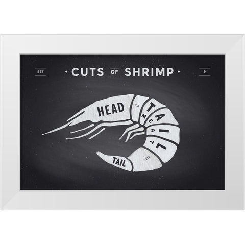 Cuts of Shrimp White Modern Wood Framed Art Print by Foxys Graphics