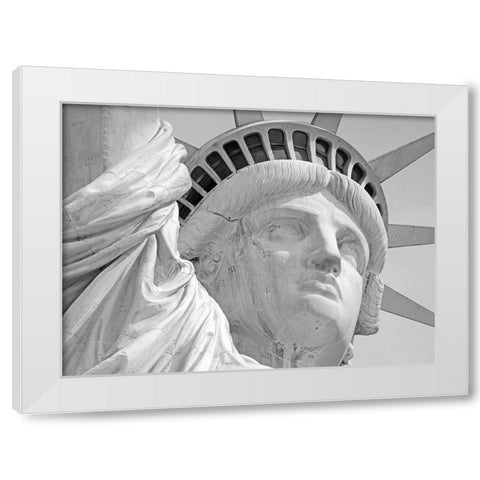 Lady Liberty Portrait White Modern Wood Framed Art Print by Anonymous