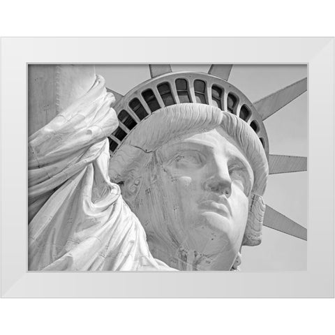 Lady Liberty Portrait White Modern Wood Framed Art Print by Anonymous