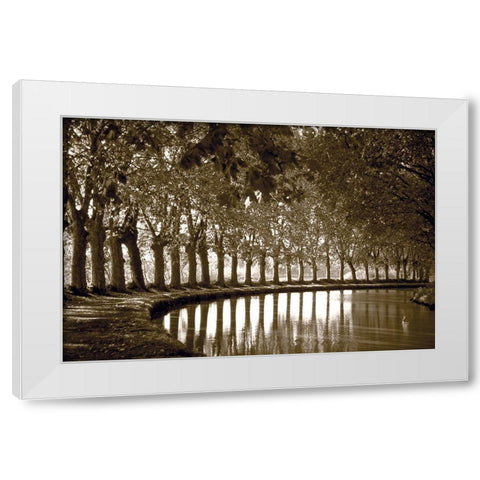 Tree Line at Pond White Modern Wood Framed Art Print by Anonymous