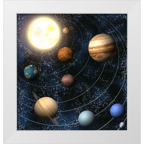 Our Solar System White Modern Wood Framed Art Print by Georghiou, Christos