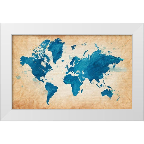 Illustrative World Map White Modern Wood Framed Art Print by Leyasw