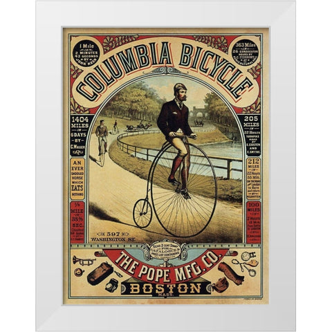 Columbia Bicycle White Modern Wood Framed Art Print by Anon