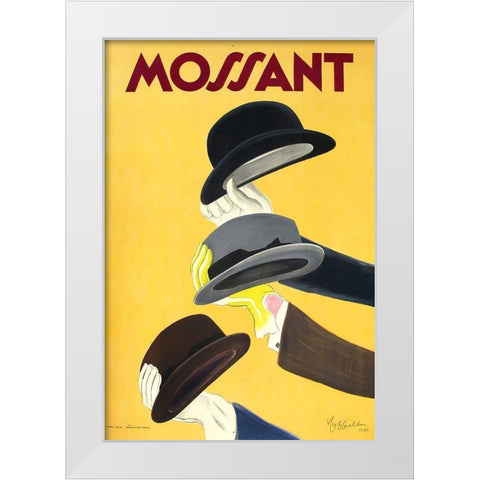Mossant Hats White Modern Wood Framed Art Print by Cappiello,Leonetto