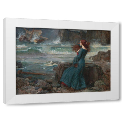 Miranda, The Tempest White Modern Wood Framed Art Print by Waterhouse, J. W.
