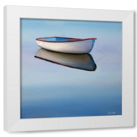 Moored Rowboat II White Modern Wood Framed Art Print by Saxe, Carol