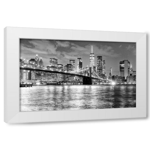 New York City Financial District White Modern Wood Framed Art Print by Anon.