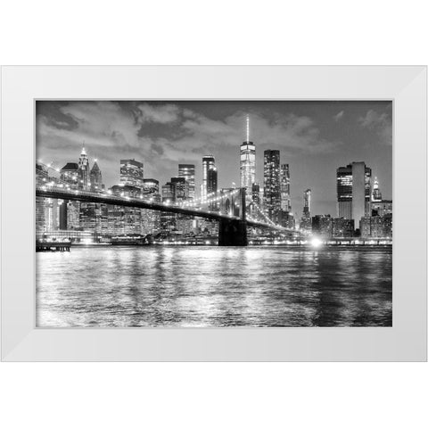 New York City Financial District White Modern Wood Framed Art Print by Anon.