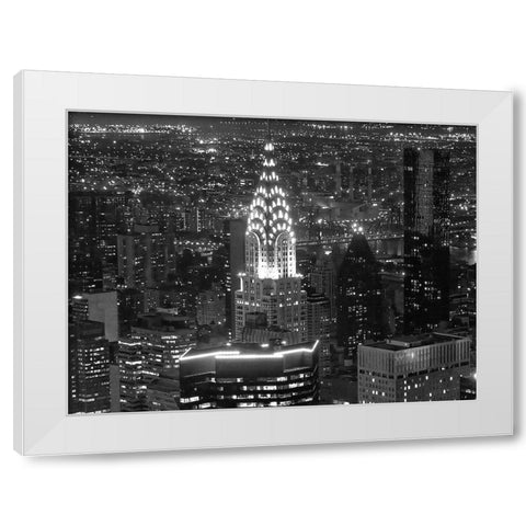 Night View of the Chrysler Building White Modern Wood Framed Art Print by Gagliardi, Giovanni