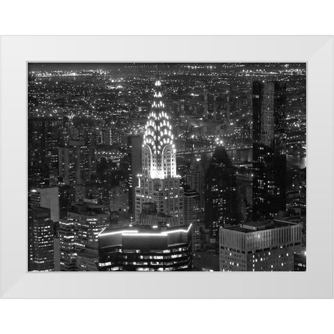 Night View of the Chrysler Building White Modern Wood Framed Art Print by Gagliardi, Giovanni