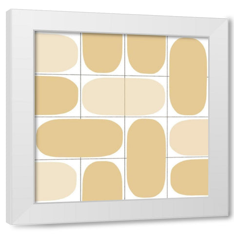 Geometric Oval Abstract,Tan White Modern Wood Framed Art Print by Inuit