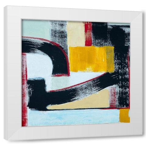Abstract of Connected Black Shapes II White Modern Wood Framed Art Print by Anonymous