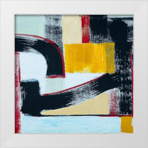 Abstract of Connected Black Shapes II White Modern Wood Framed Art Print by Anonymous