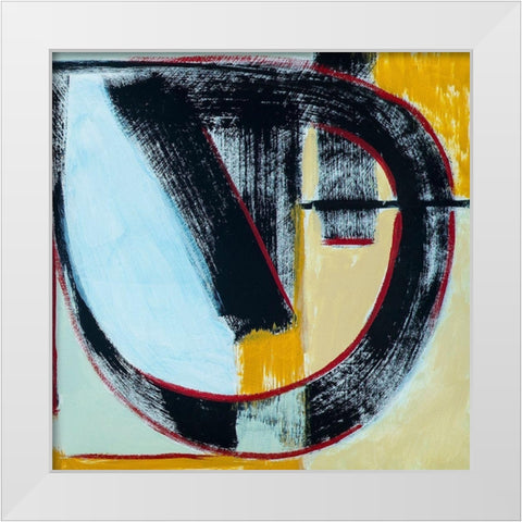Abstract of Connected Black Shapes III White Modern Wood Framed Art Print by Anonymous